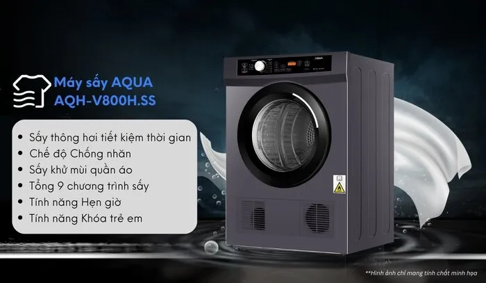 Máy sấy quần áo Aqua thiết kế sang trọng